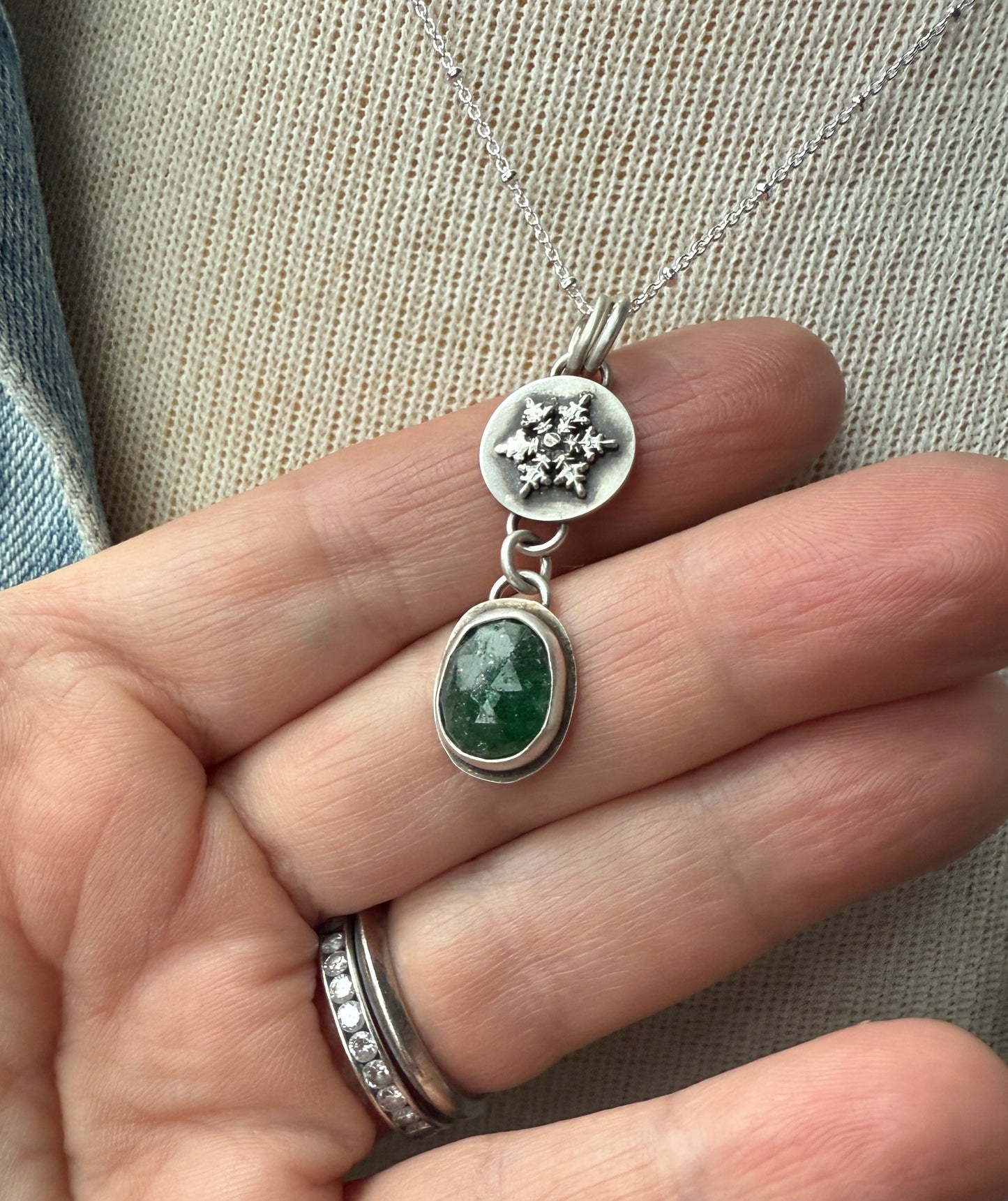 Green Aventurine Snowflake Necklace