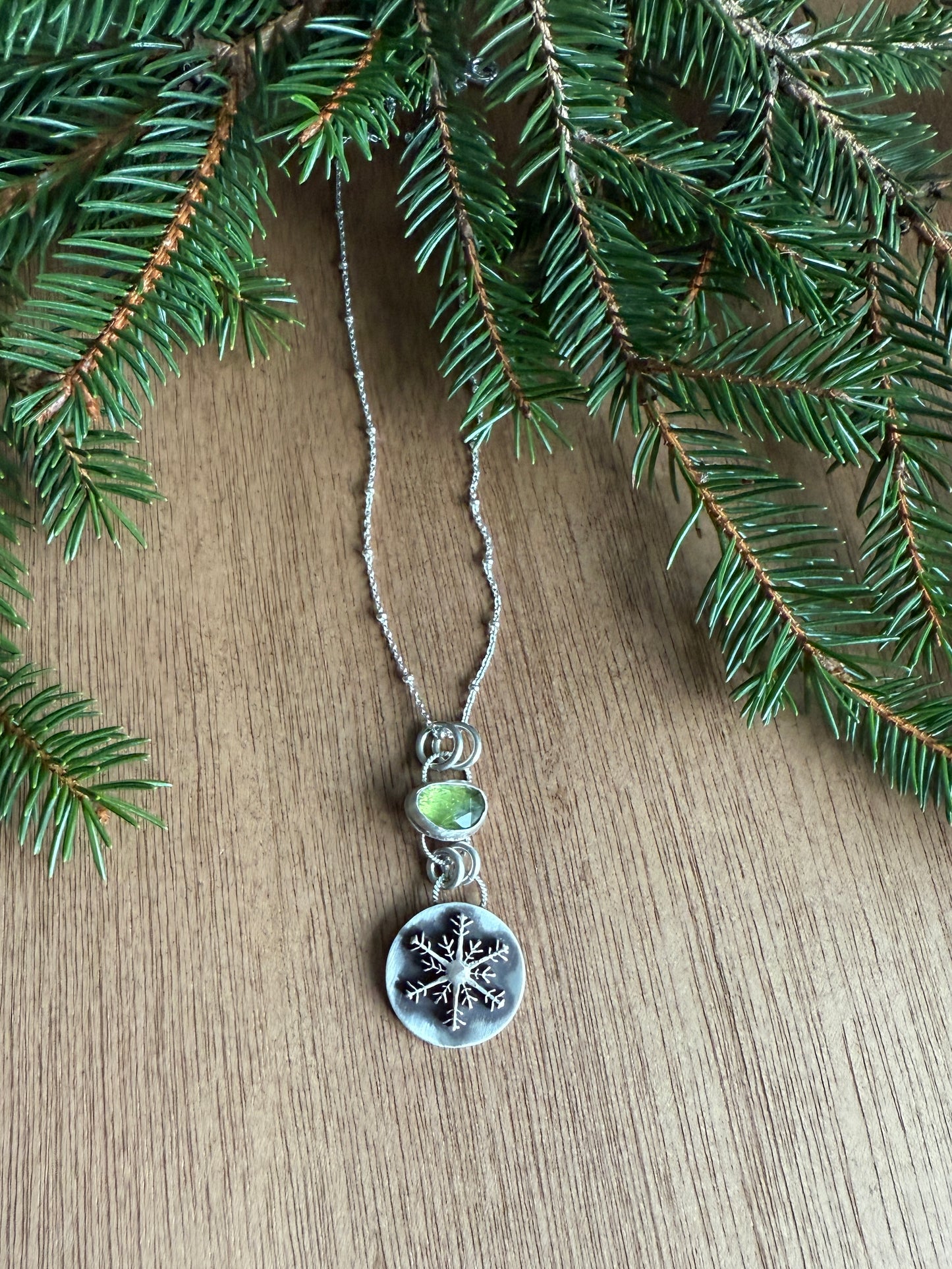 Peridot Snowflake Necklace