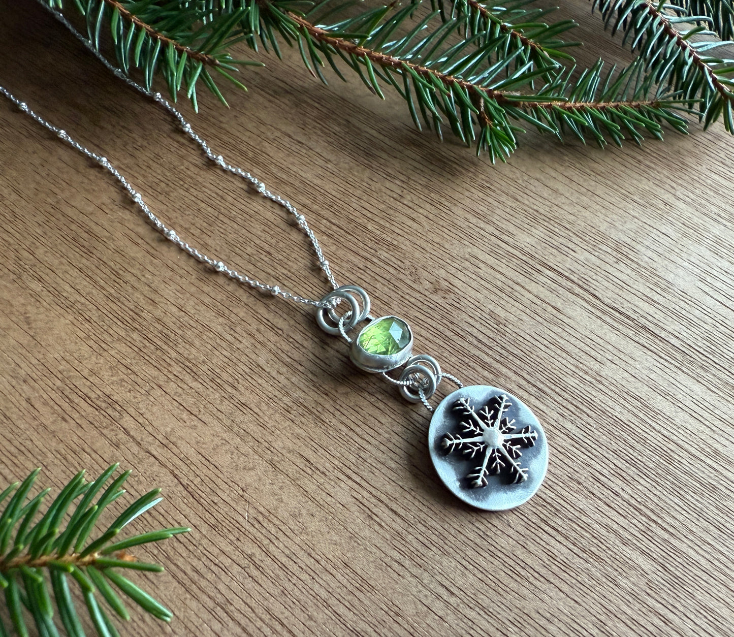 Peridot Snowflake Necklace