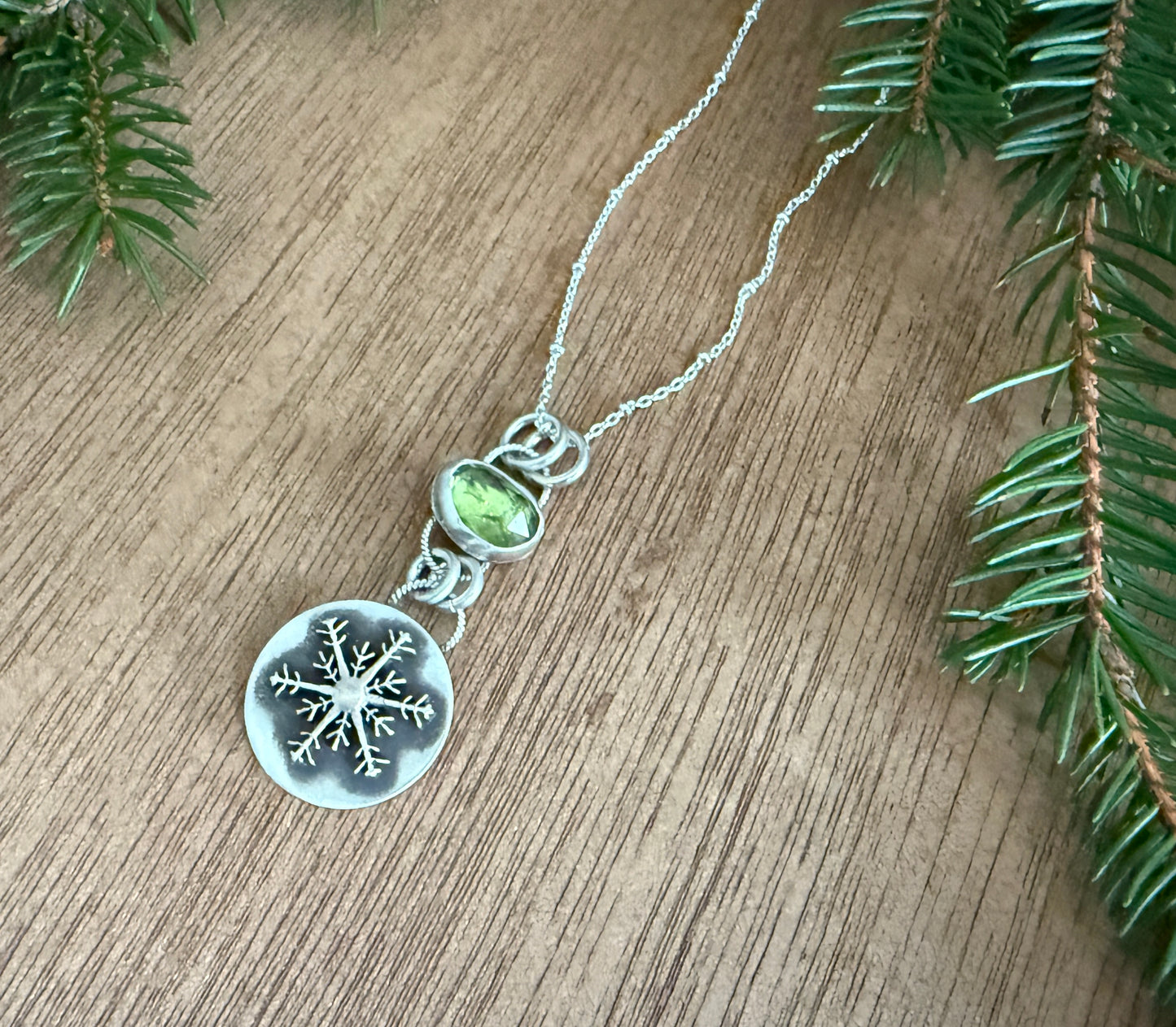 Peridot Snowflake Necklace