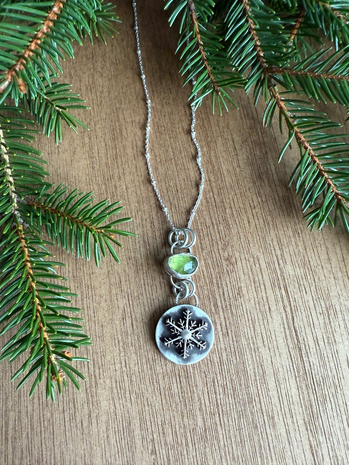 Peridot Snowflake Necklace