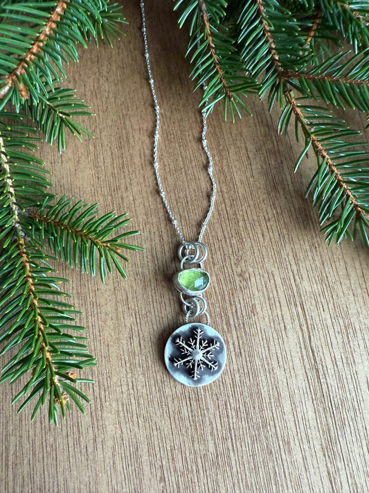 Peridot Snowflake Necklace