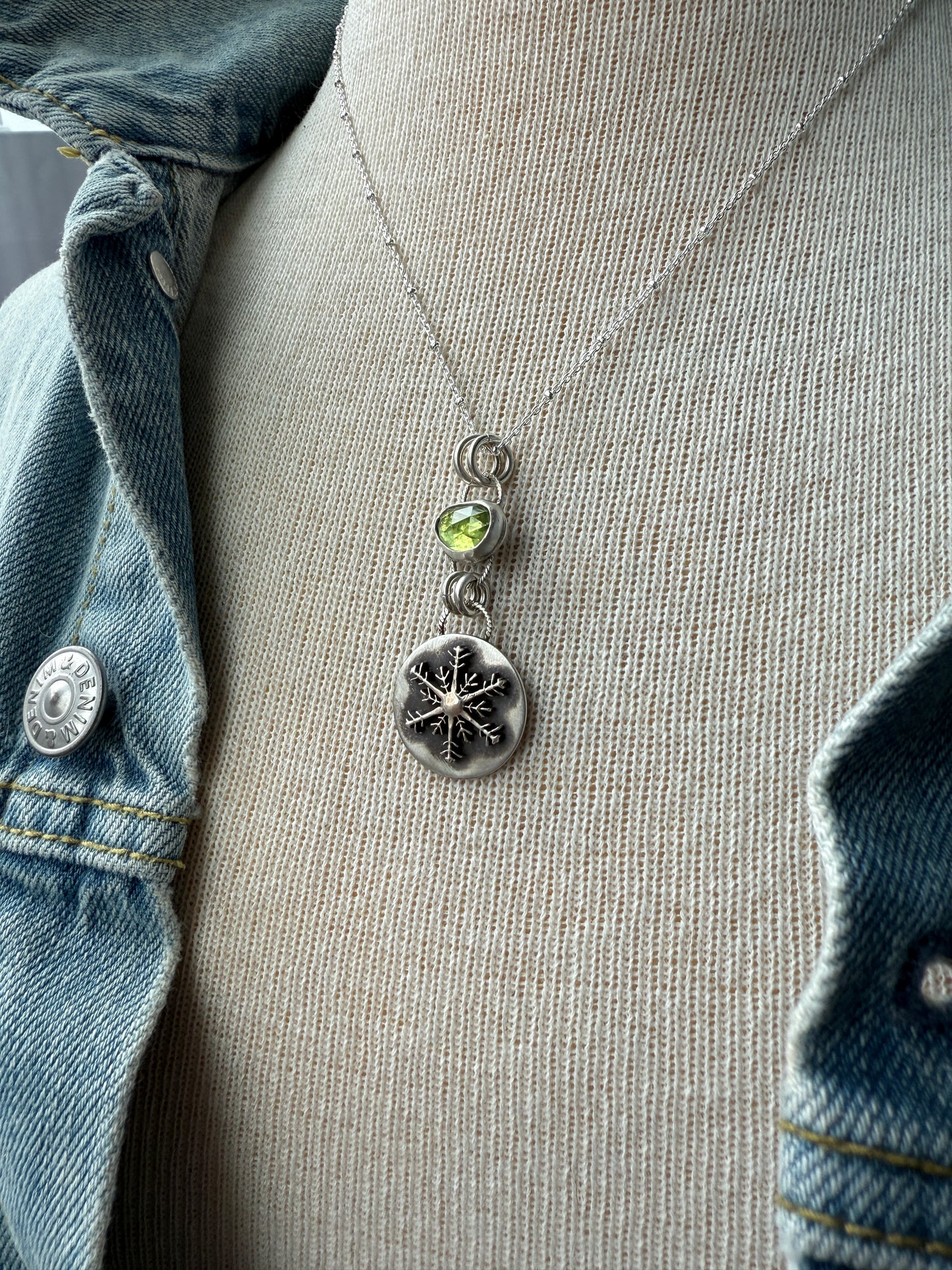 Peridot Snowflake Necklace