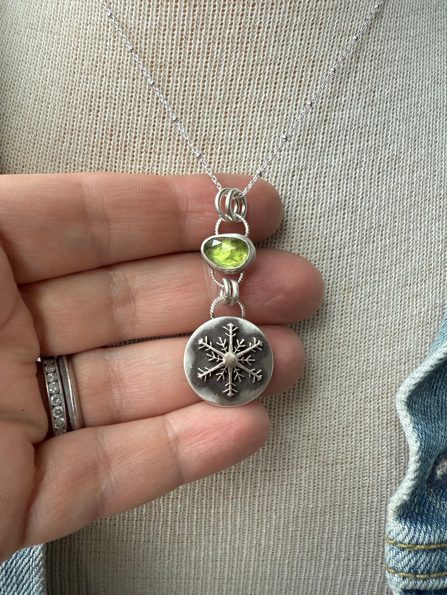 Peridot Snowflake Necklace