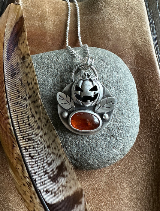 Pumpkin Necklace With Orange Kyanite Stone