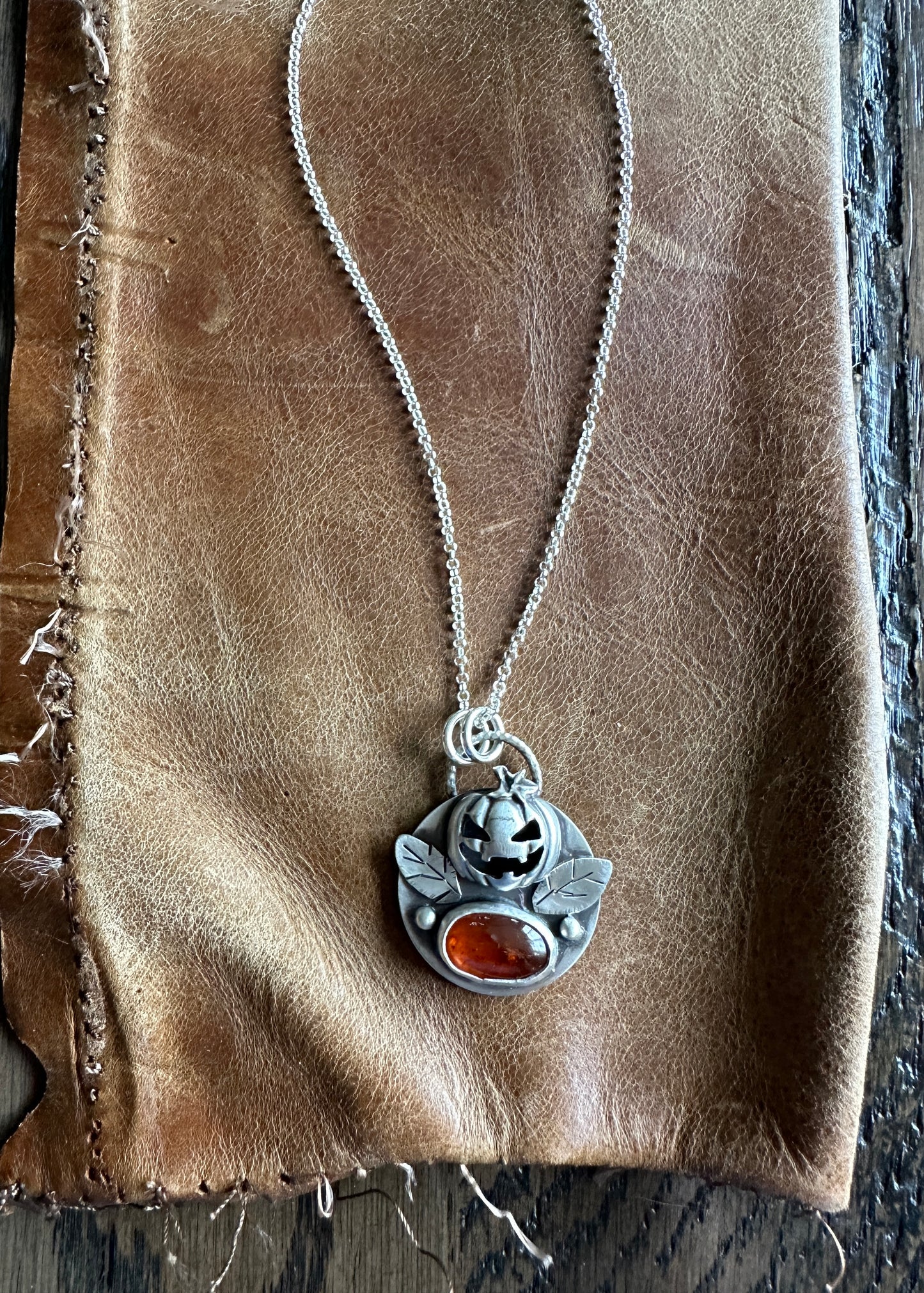 Pumpkin Necklace With Orange Kyanite Stone