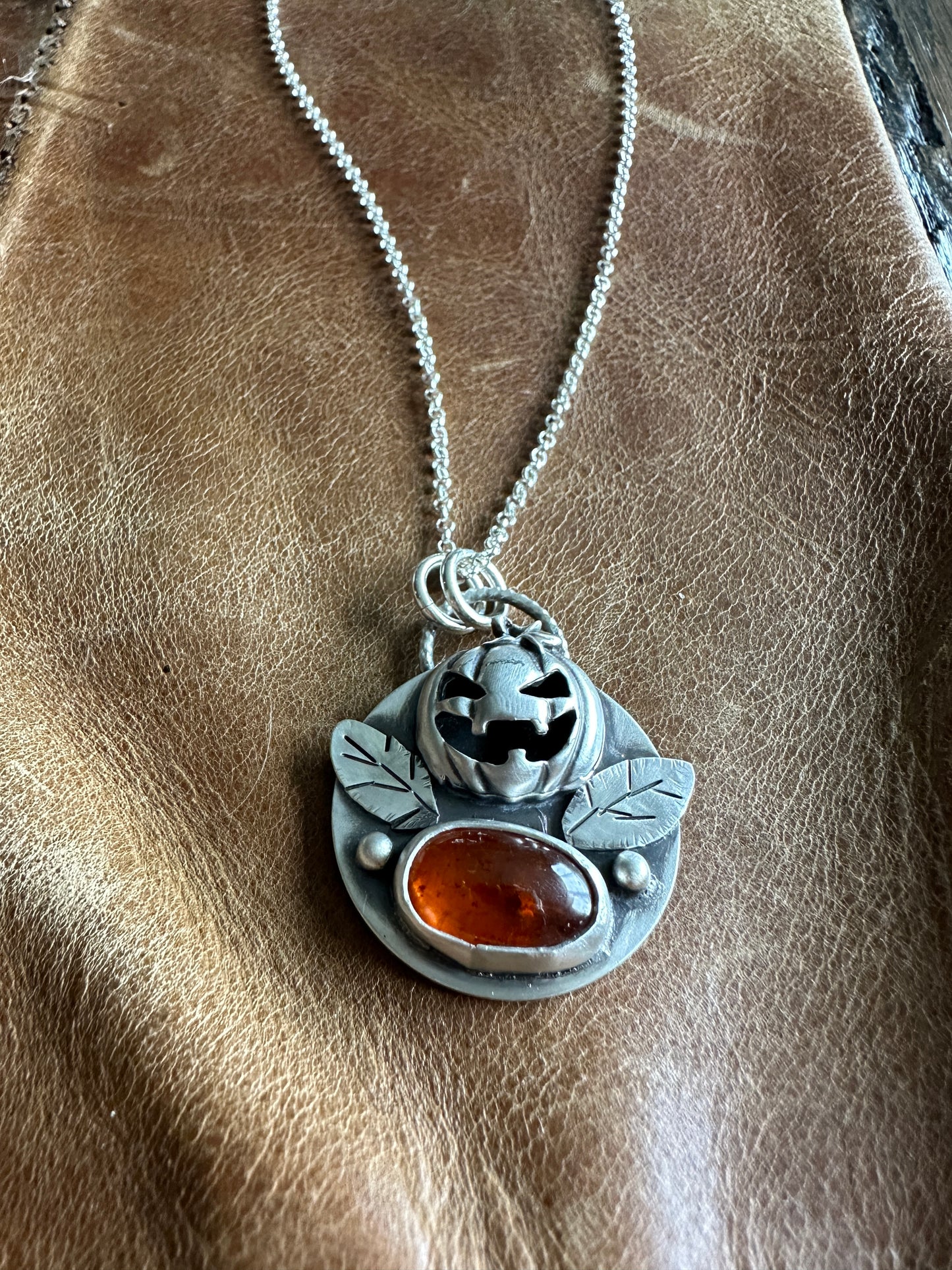 Pumpkin Necklace With Orange Kyanite Stone