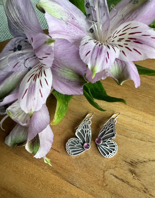 Rhodolite Garnet Butterfly Earrings