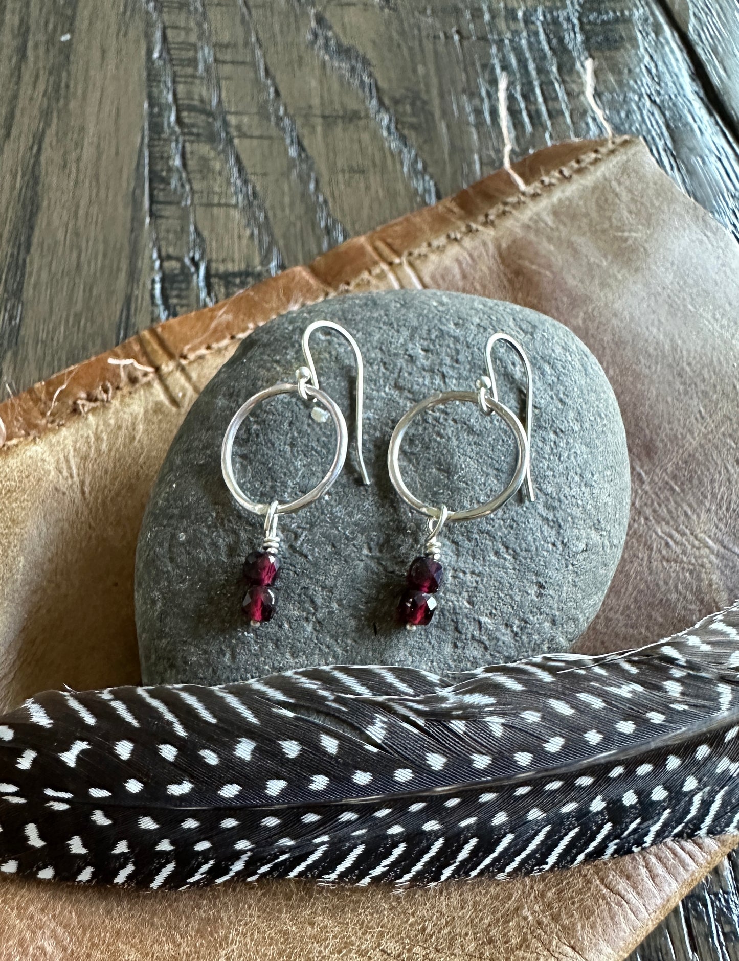 Garnet Circle Earrings