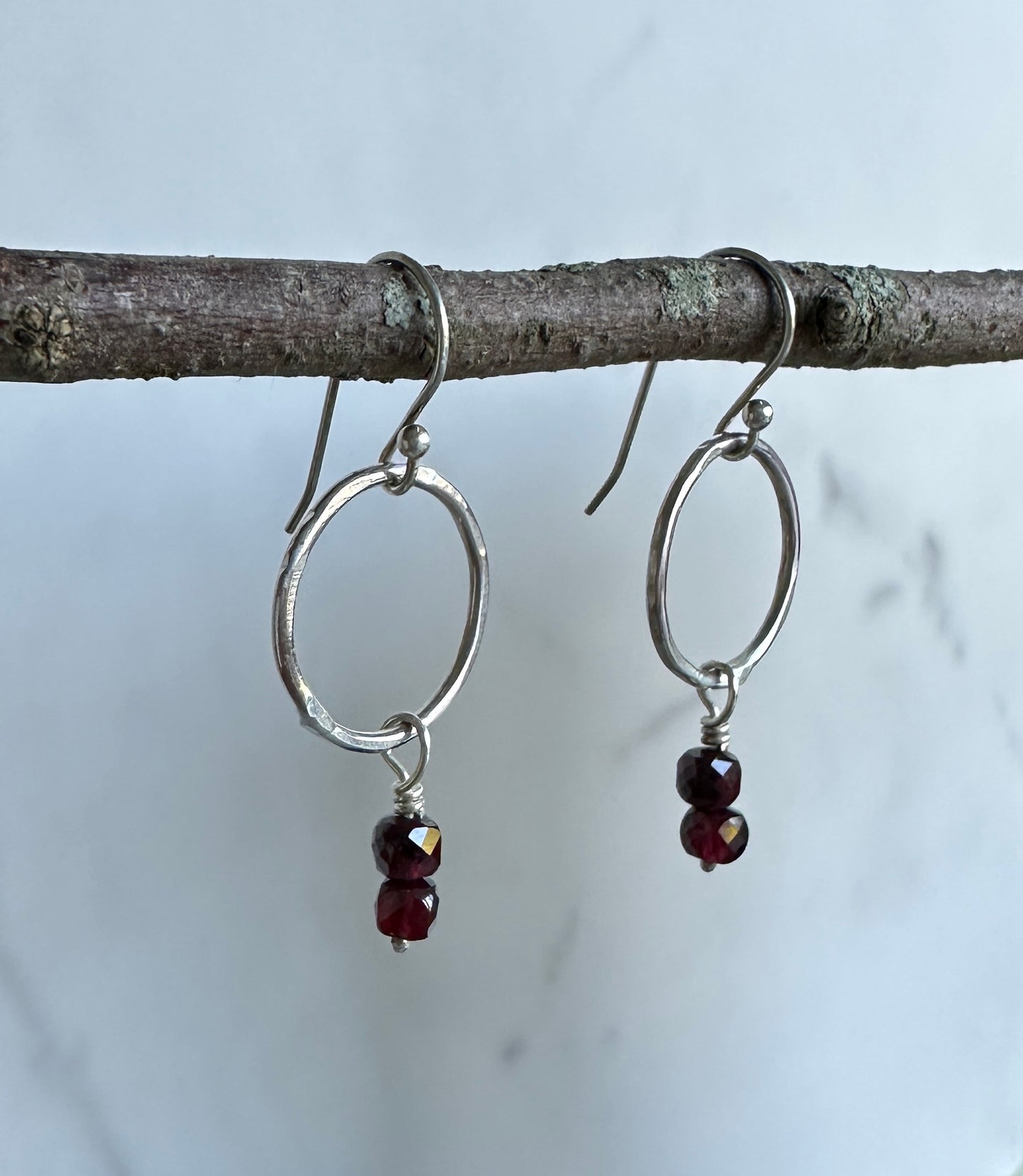 Garnet Circle Earrings