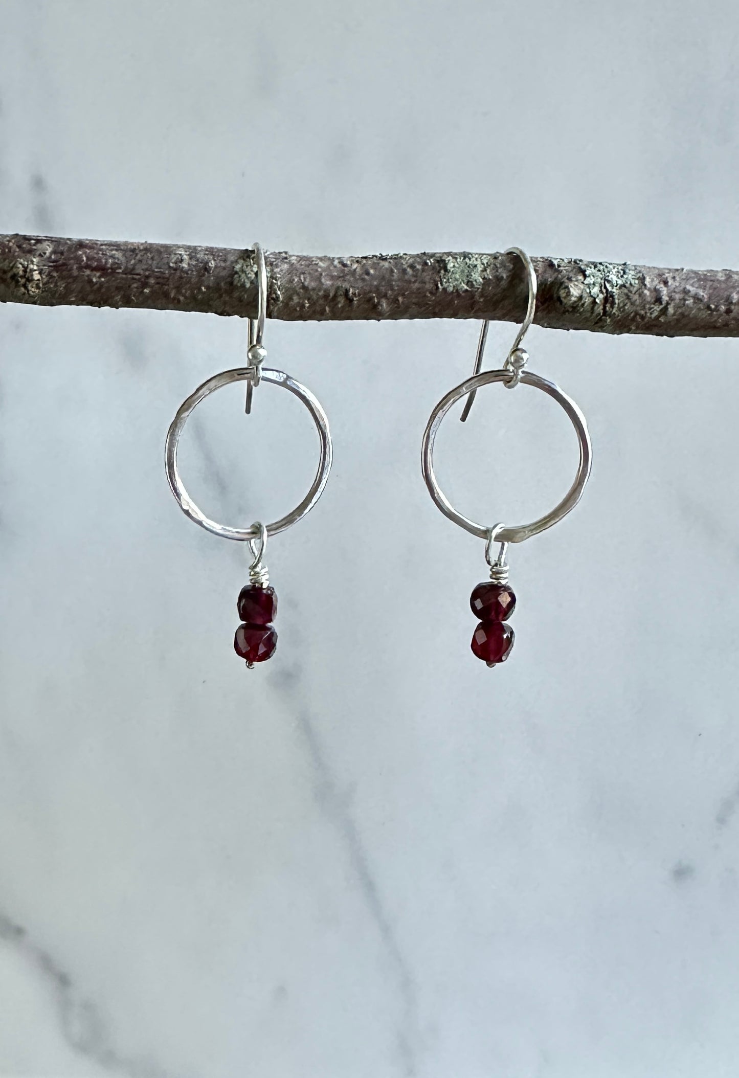 Garnet Circle Earrings