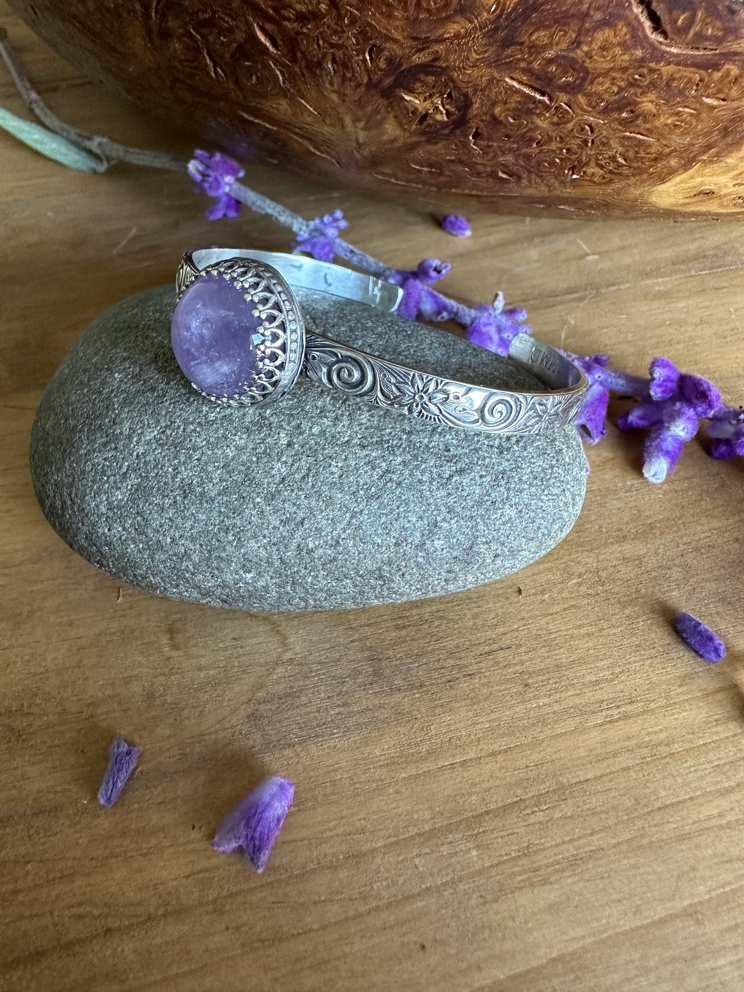 Crowned Amethyst Cuff Bracelet