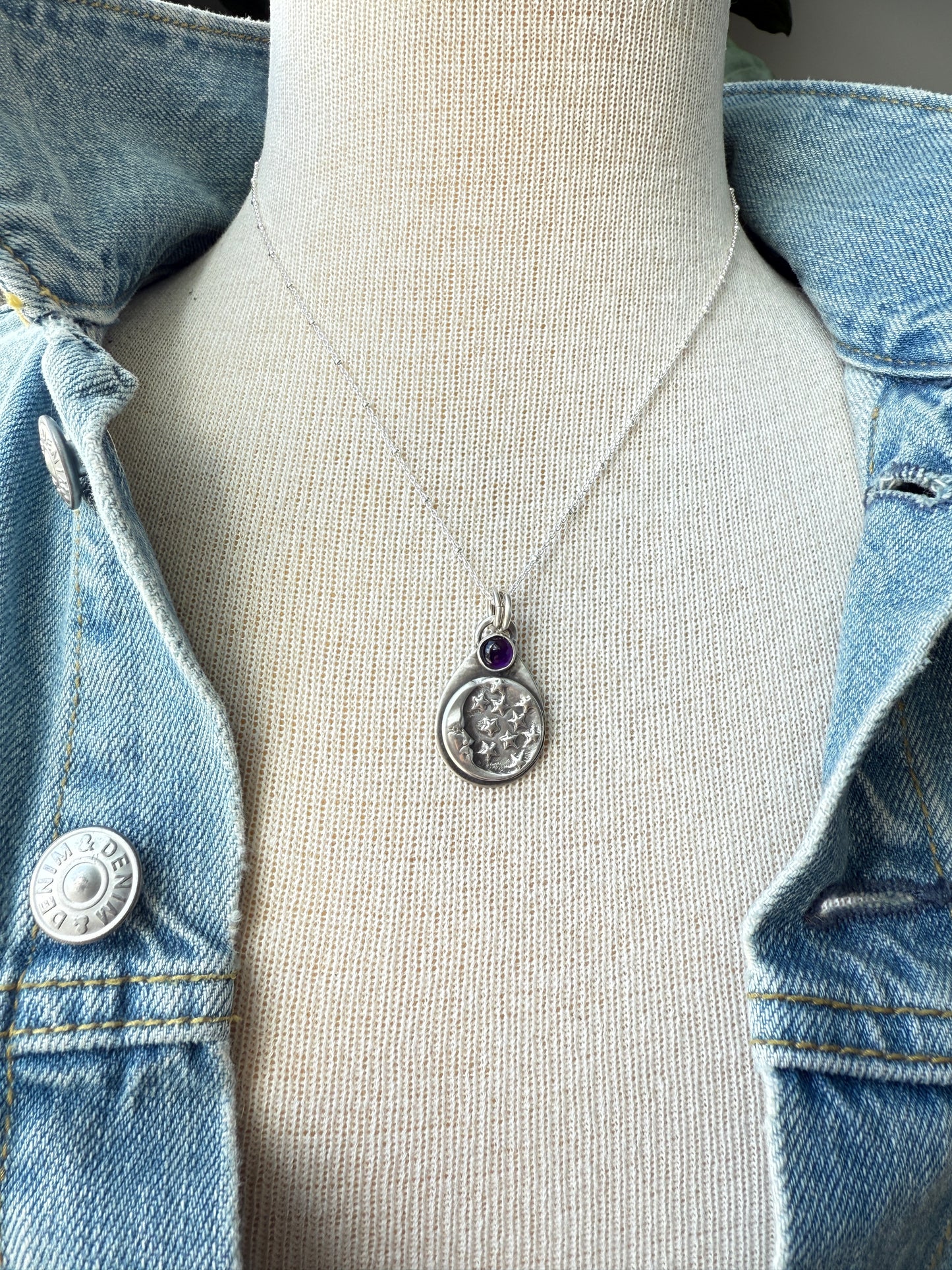 Moon and Stars Amethyst Necklace