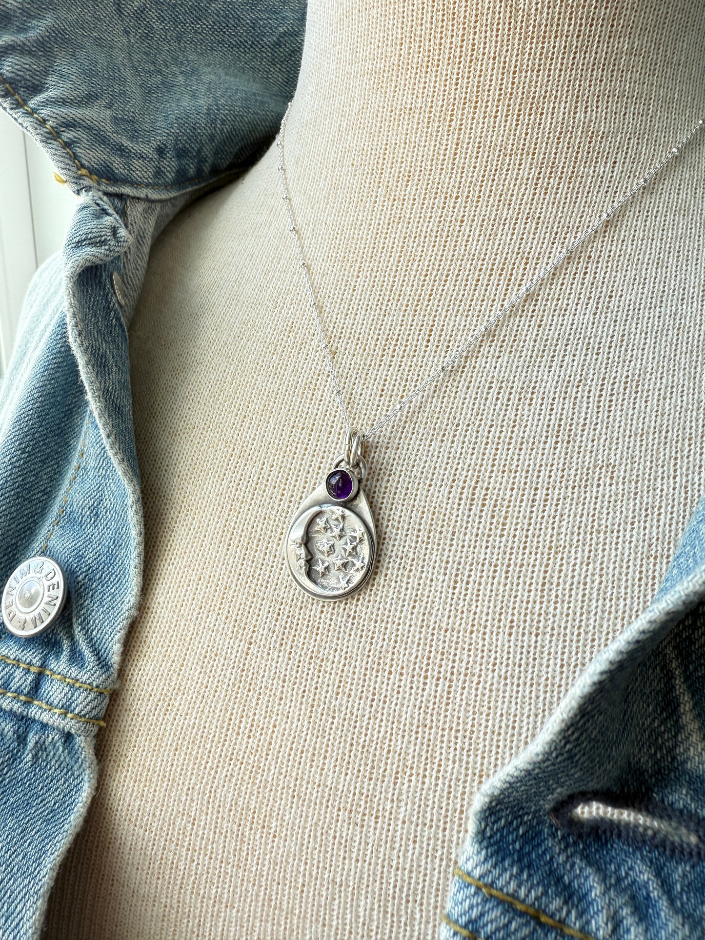 Moon and Stars Amethyst Necklace