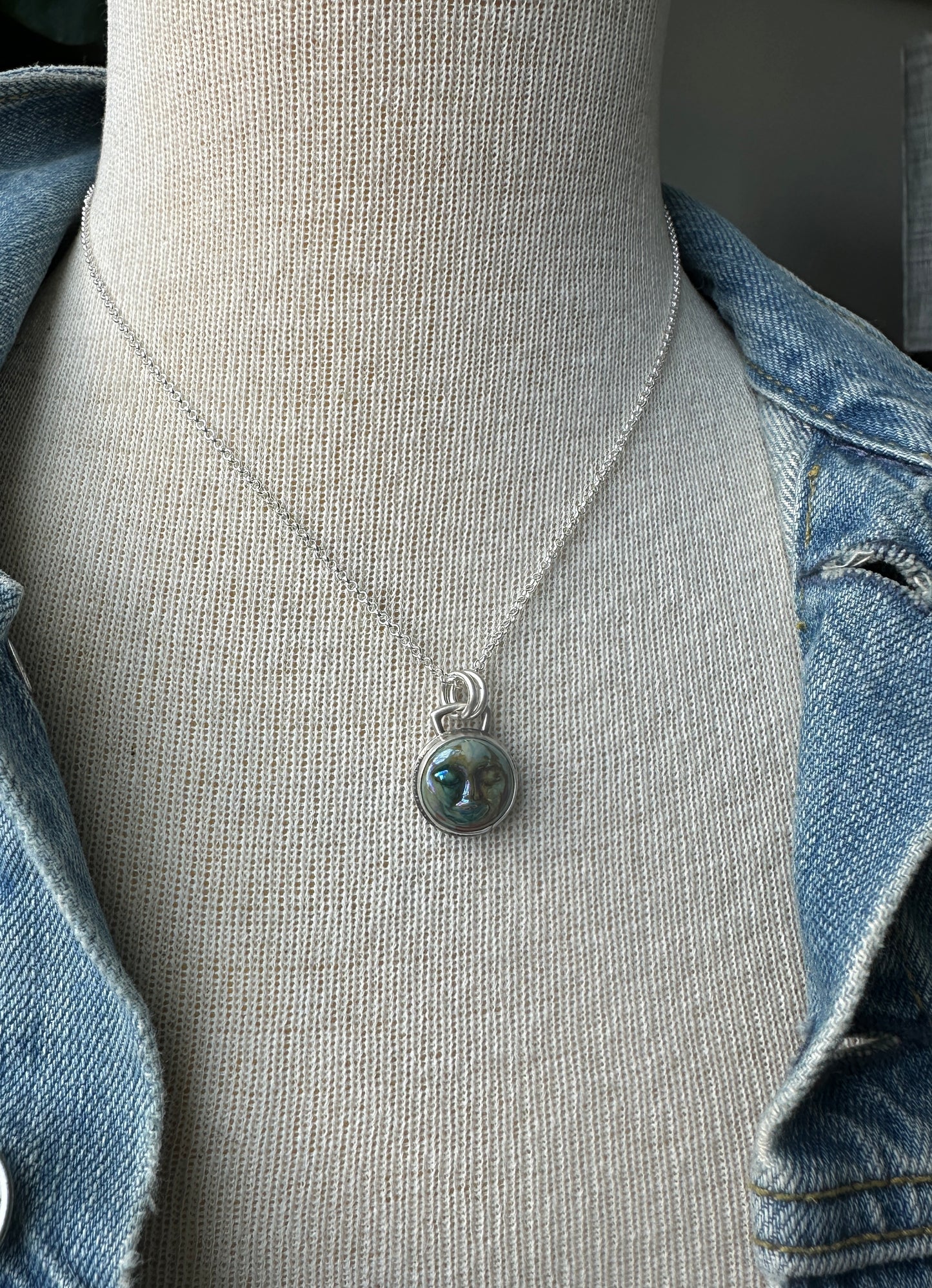 Iridescent Moon Face Necklace