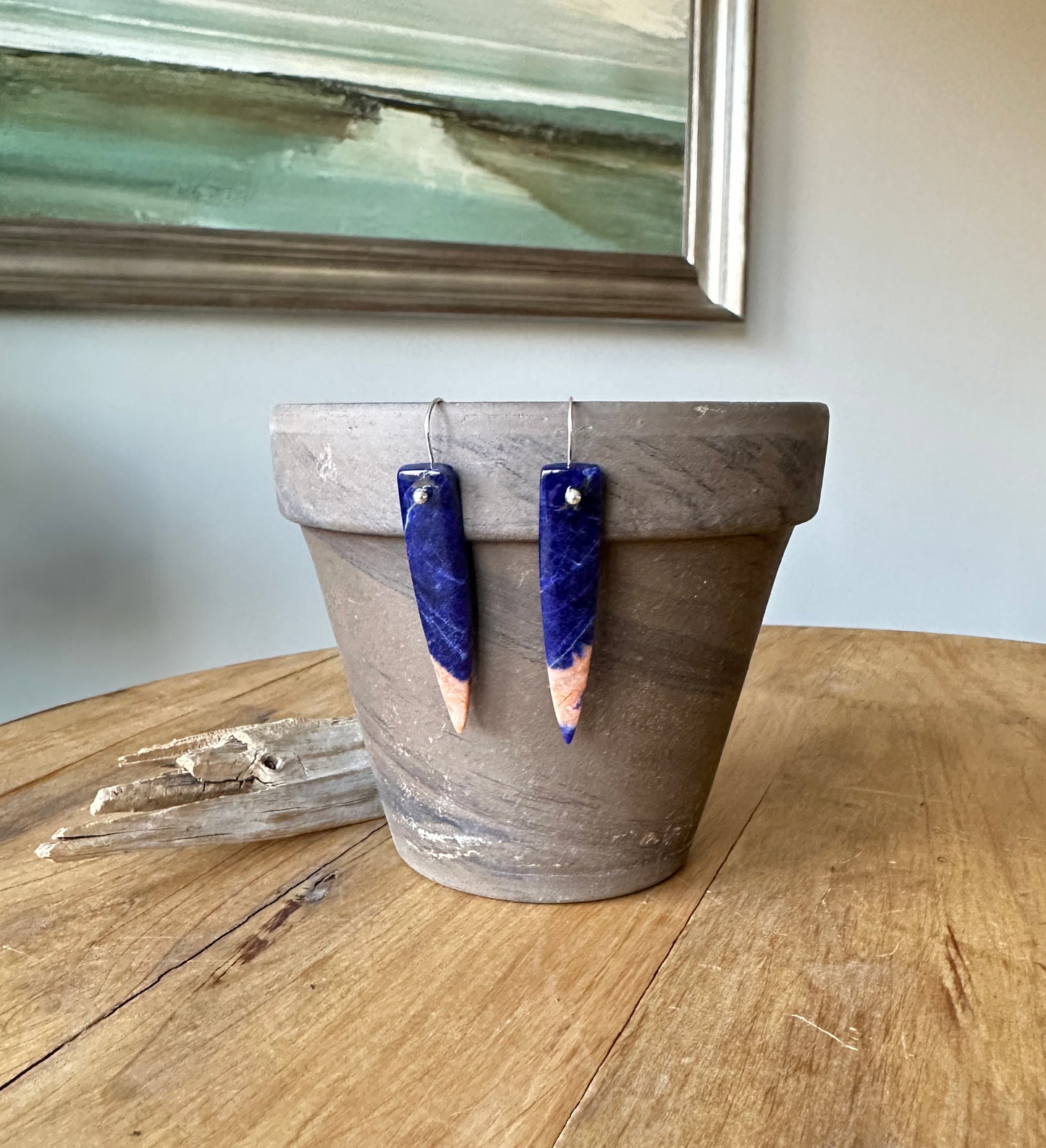 Blue Sodalite Dagger Earrings