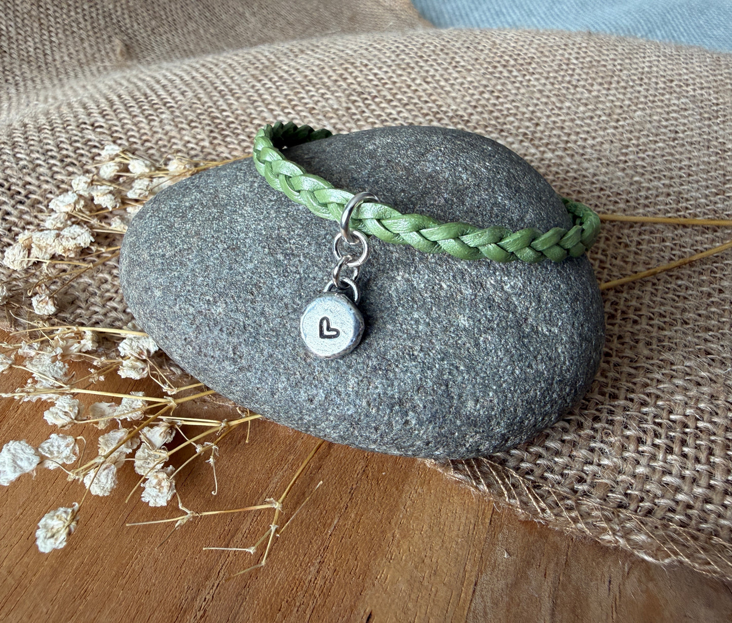 Green Braided Leather Bracelet