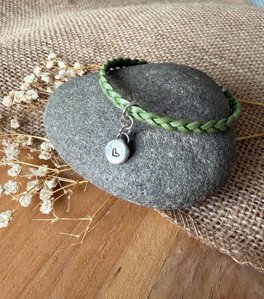 Green Braided Leather Bracelet