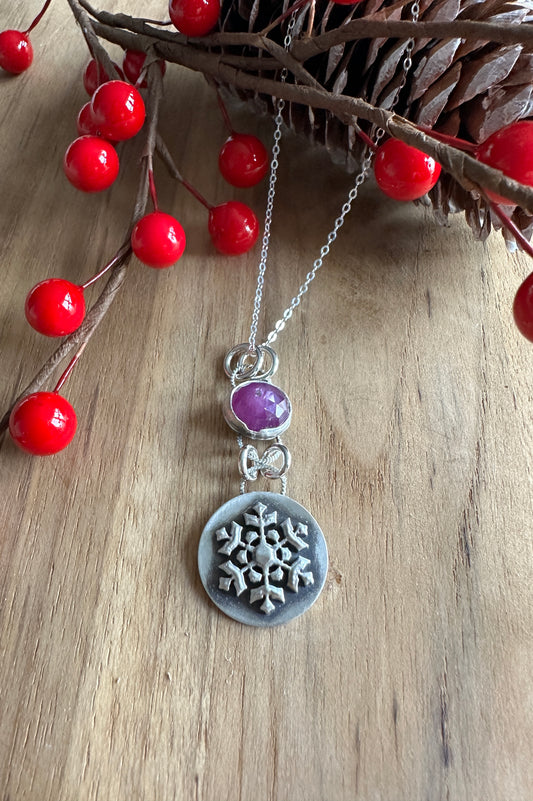 Star Sapphire Snowflake Necklace