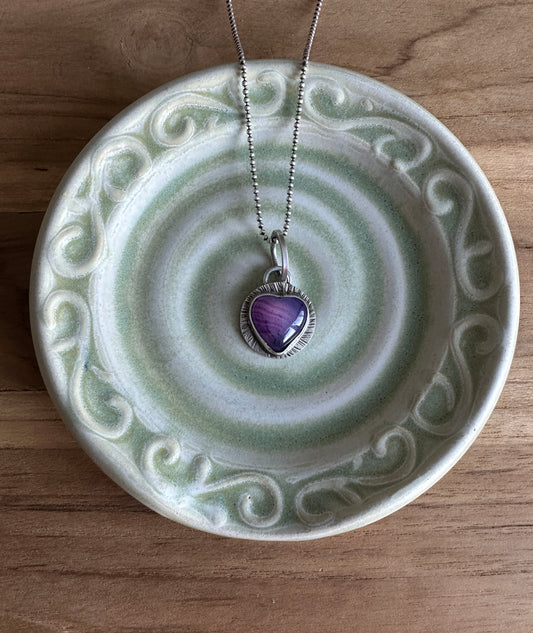 Purple Agate Heart Necklace