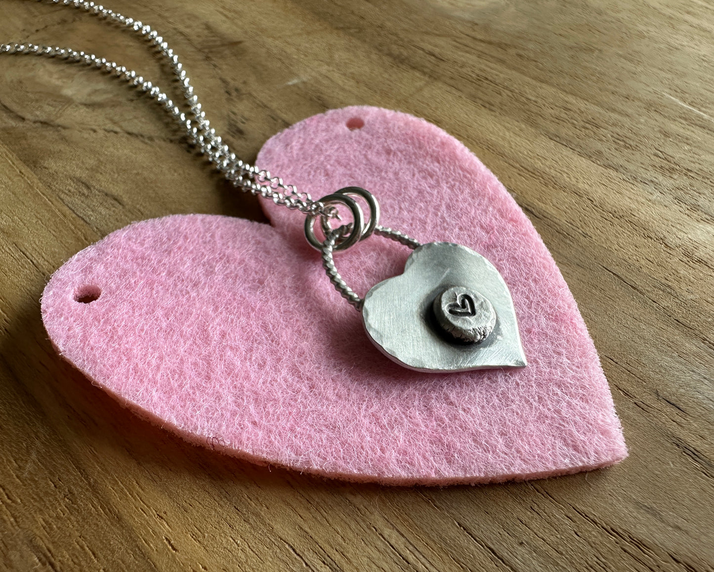 Hand Stamped Heart Locket Necklace