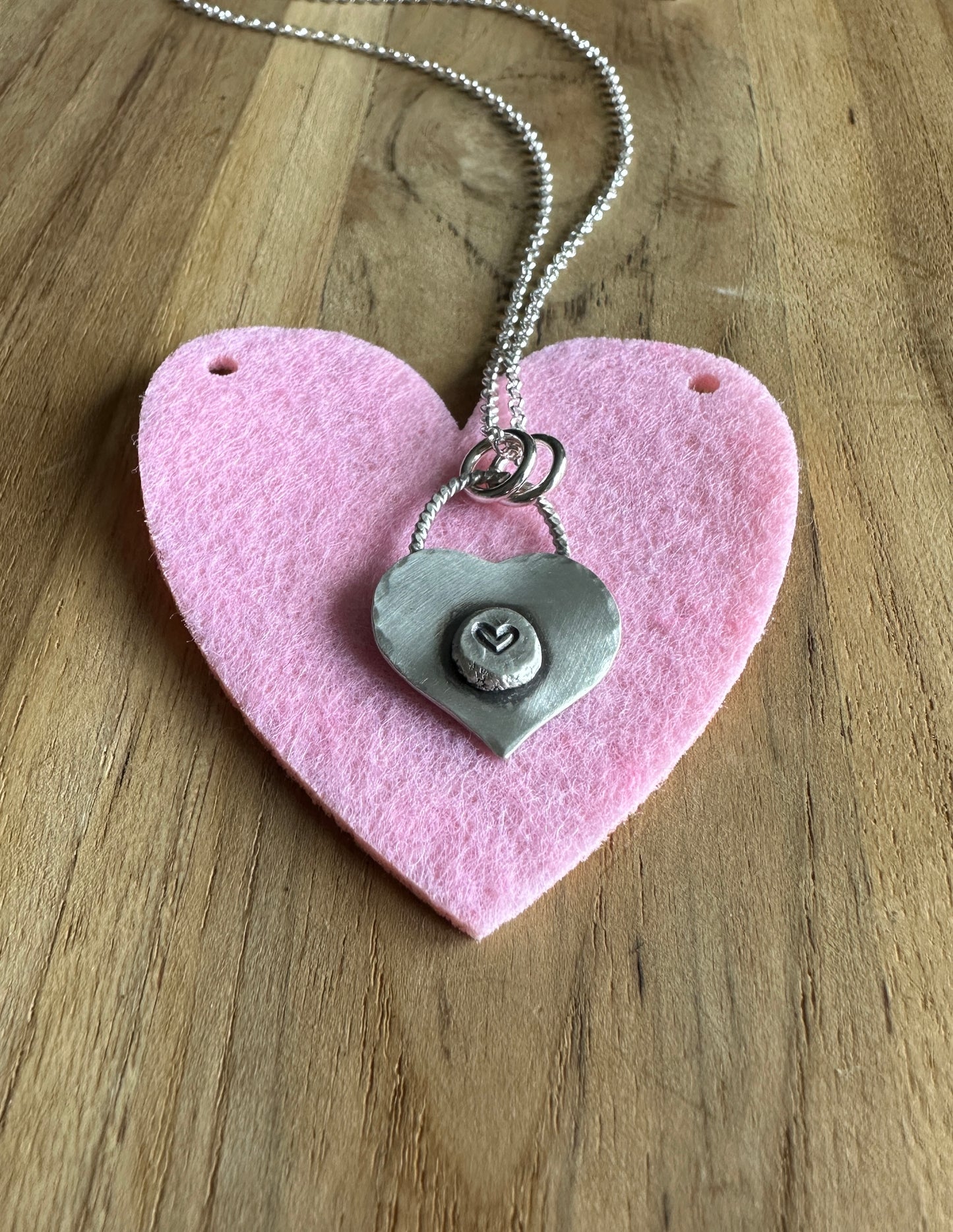 Hand Stamped Heart Locket Necklace