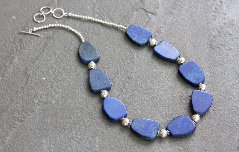 Lapis Necklace, Lapis statement necklace, statement necklace, blue, stone necklace, lapis and sterling silver necklace, sterling silver