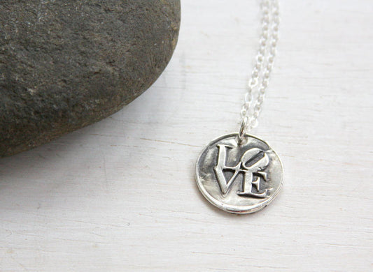Love necklace, wax seal necklace, wax seal jewelry, philadelphia, everyday jewelry, charm necklace