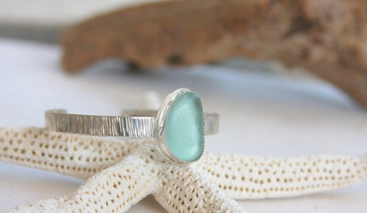 Sea glass cuff bracelet, sterling silver cuff bracelet, cuff bracelet, sea glass, sea foam sea glass, everyday jewelry, sea glass jewelry