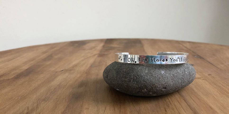 Hand stamped cuff, cuff bracelet, sterling silver cuff, graduation gift, personalized, inspirational, oxidized, everyday jewelry