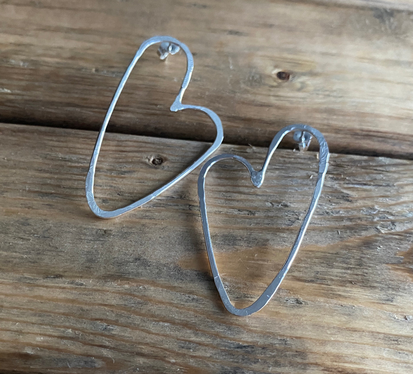 Large heart stud earrings, free form heart earrings, stud earrings, heart post earrings, Valentine’s Day, gift