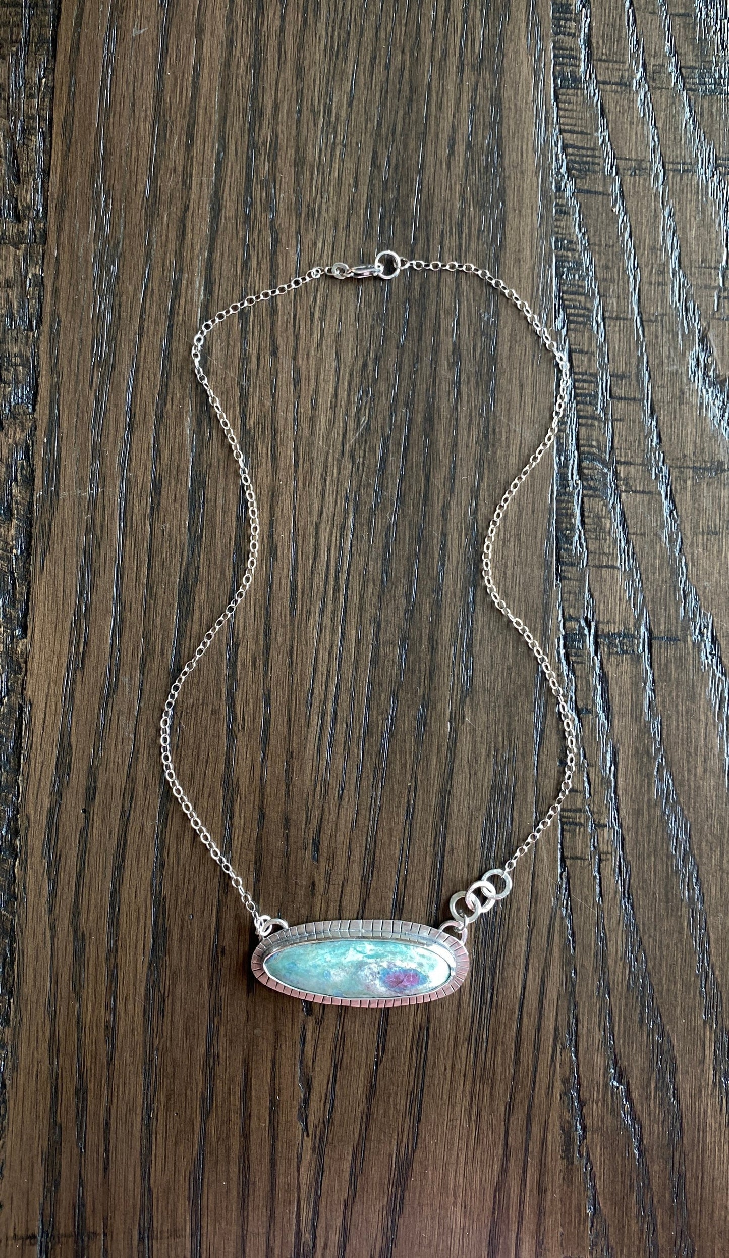 Ruby Fuchsite stone necklace, sterling silver Ruby Fuchsite necklace, one of a kind necklace, statement jewelry