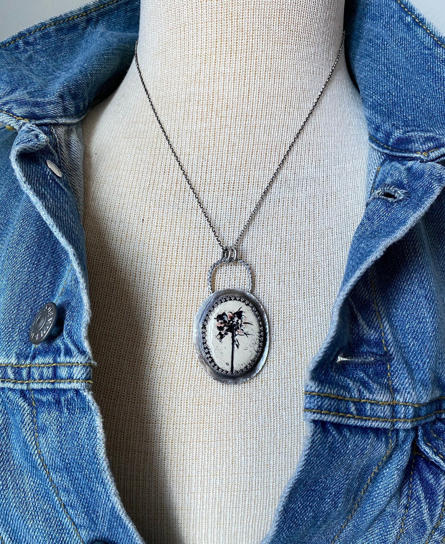 Ceramic Botanical Pendant Necklace