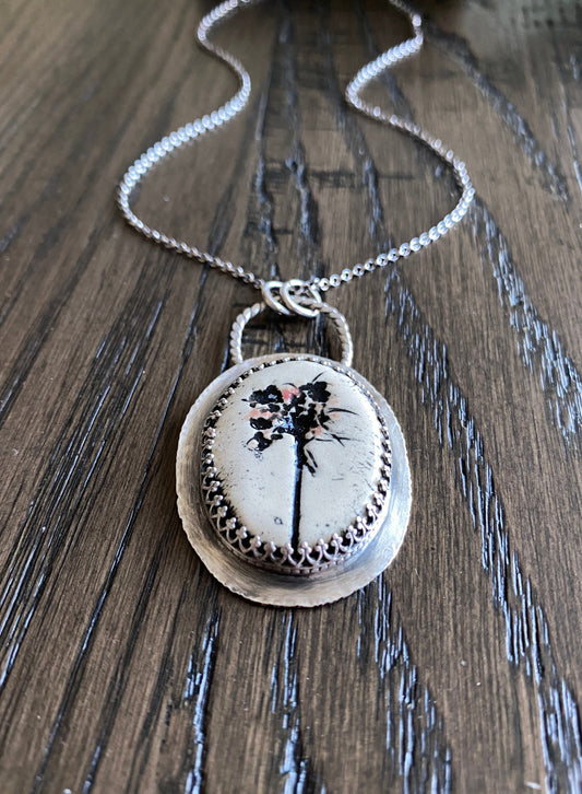 Ceramic Botanical Pendant Necklace