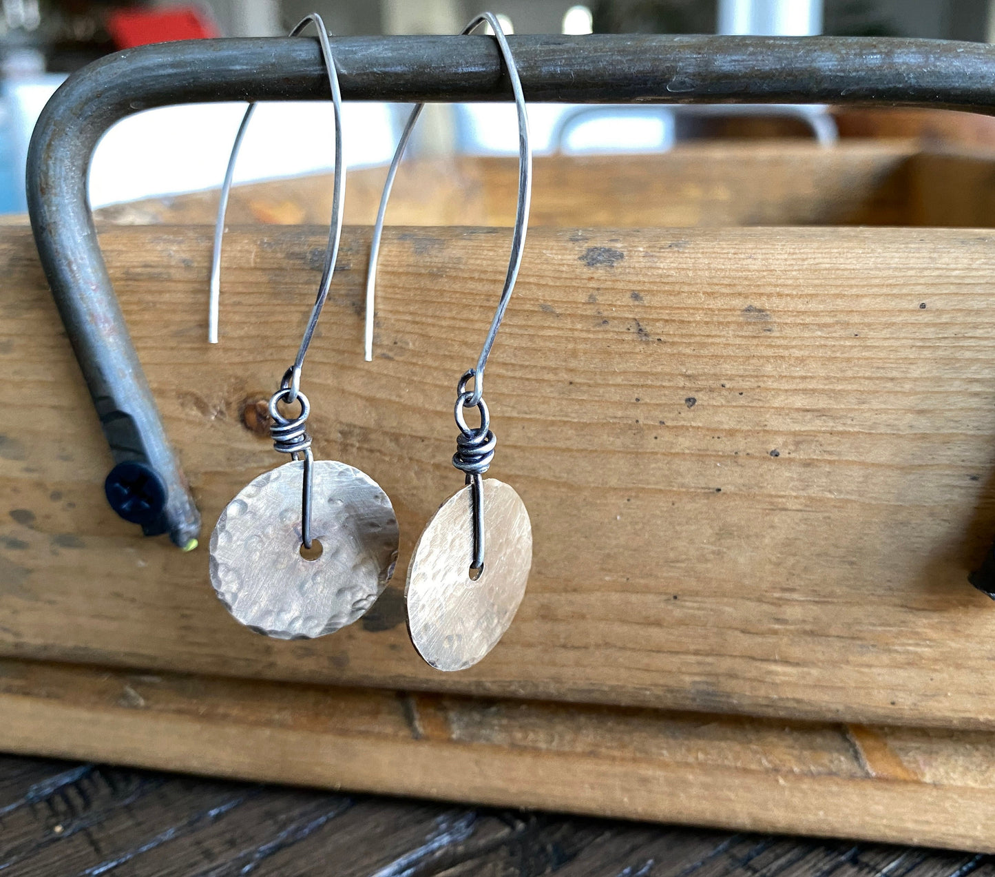 Gold Filled and Silver Dangle Earrings
