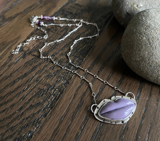 Purple Lampwork Glass Lip Necklace