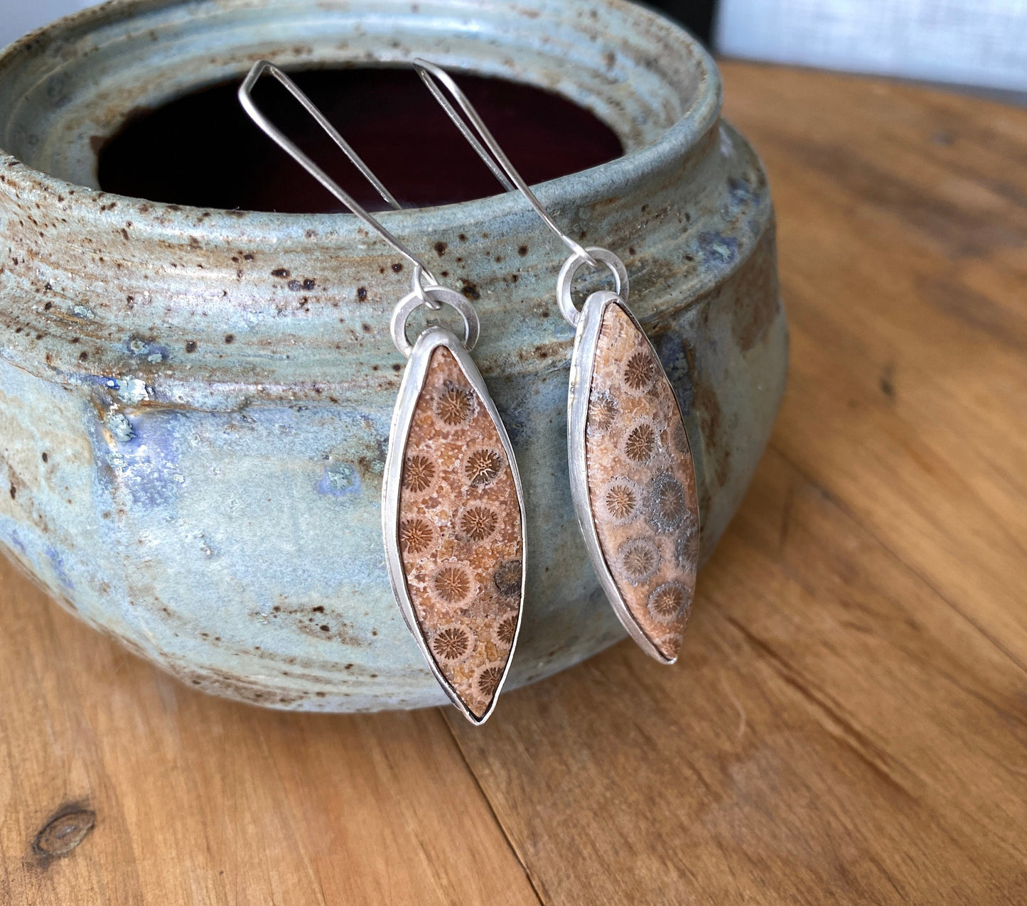Fossilized Coral Earrings