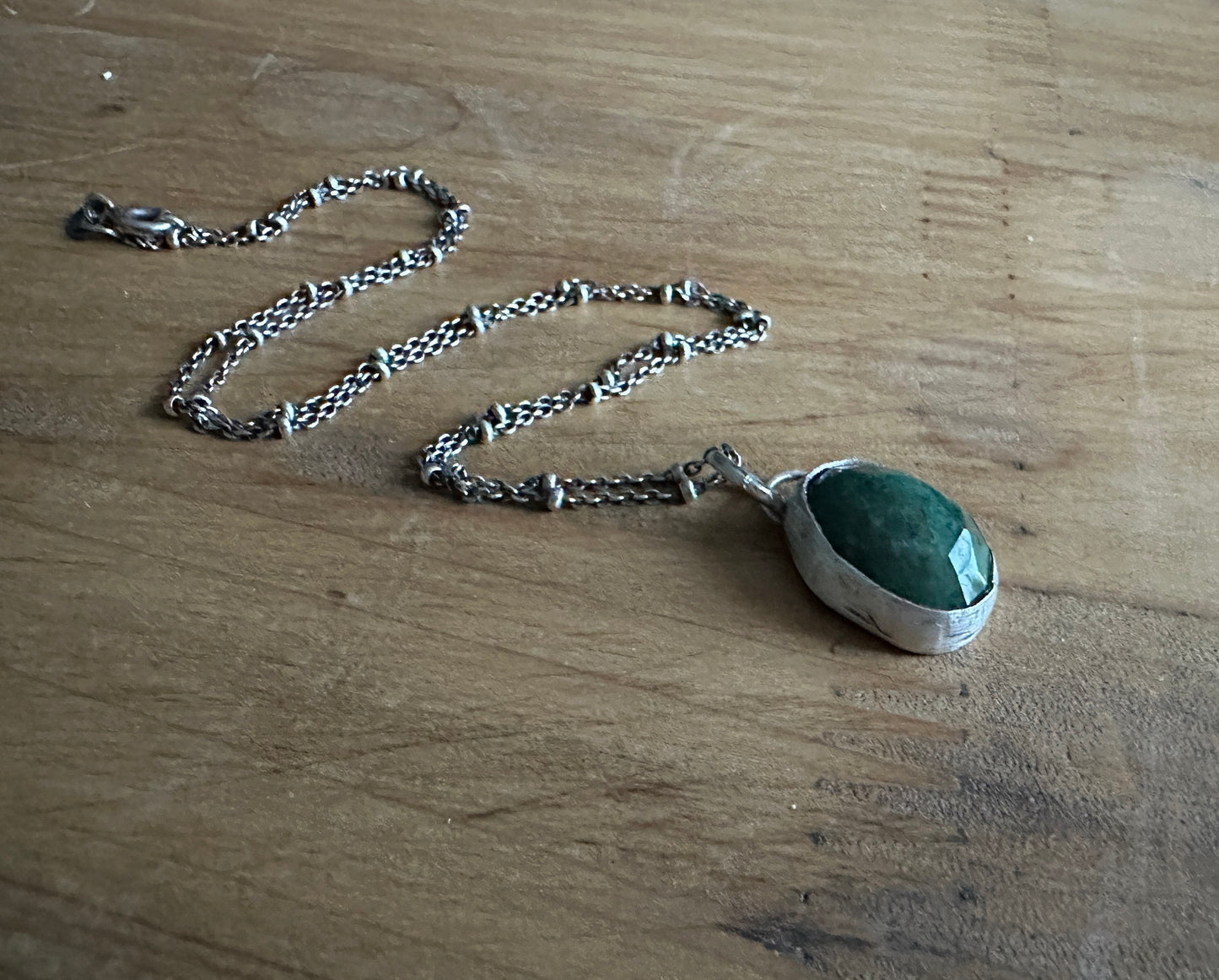 Emerald necklace, emerald jewelry, sterling silver and emerald necklace