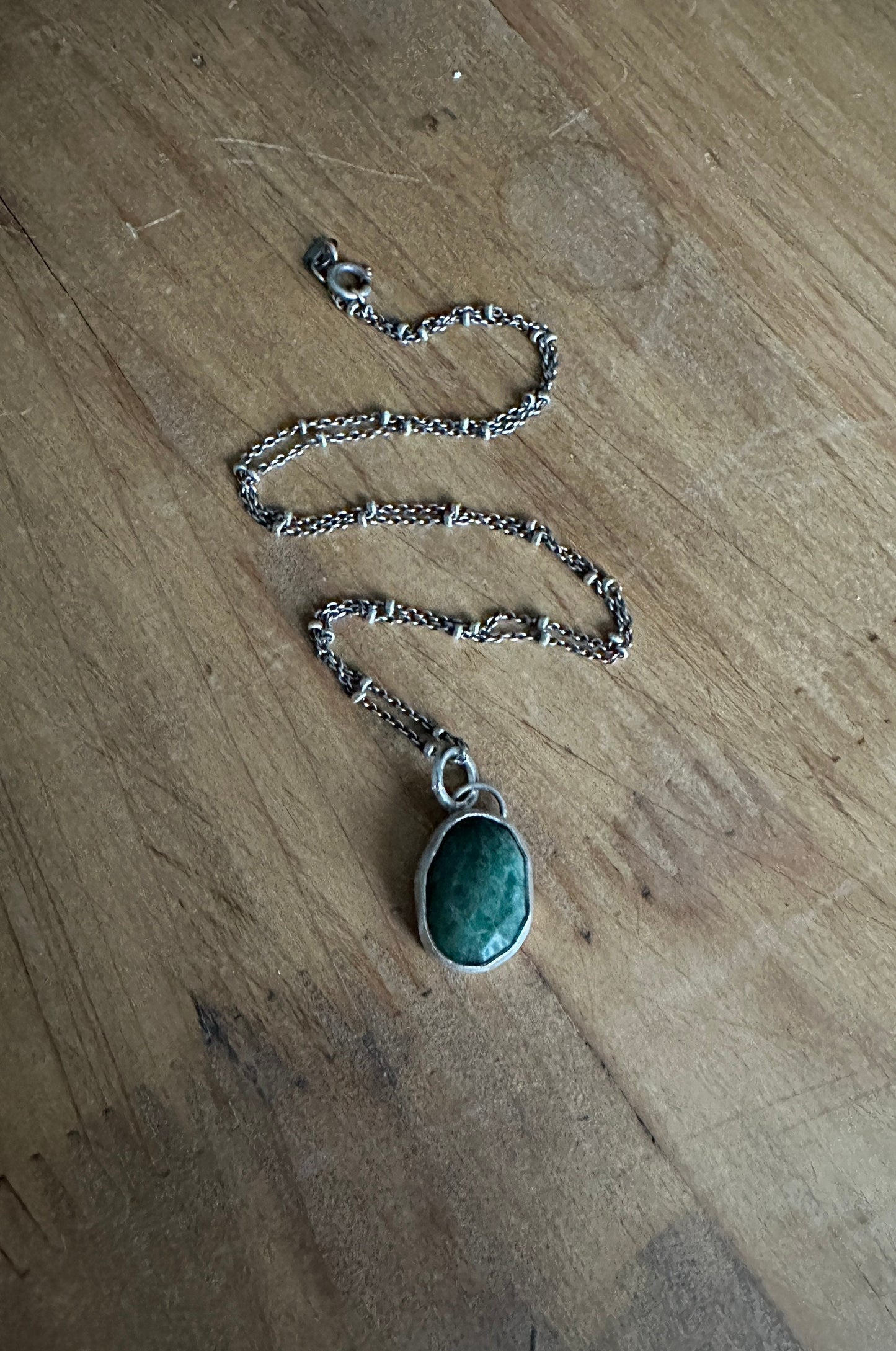 Emerald necklace, emerald jewelry, sterling silver and emerald necklace